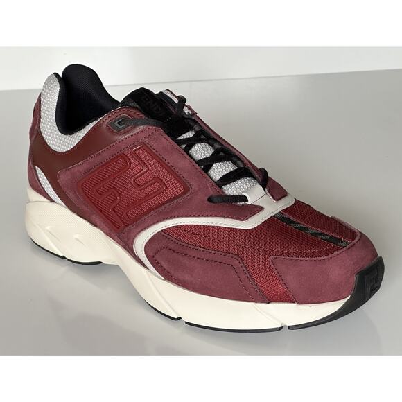 NIB $1100 Fendi FF Logo Fabric/Leather Burgundy Sneakers 12 US (45 Eu) 7E1555 main image 4